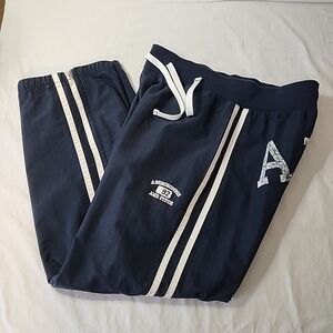 Vtg 90s y2k Abercrombie Fitch Pants Navy Track Joggers Nylon zip ankle Af92